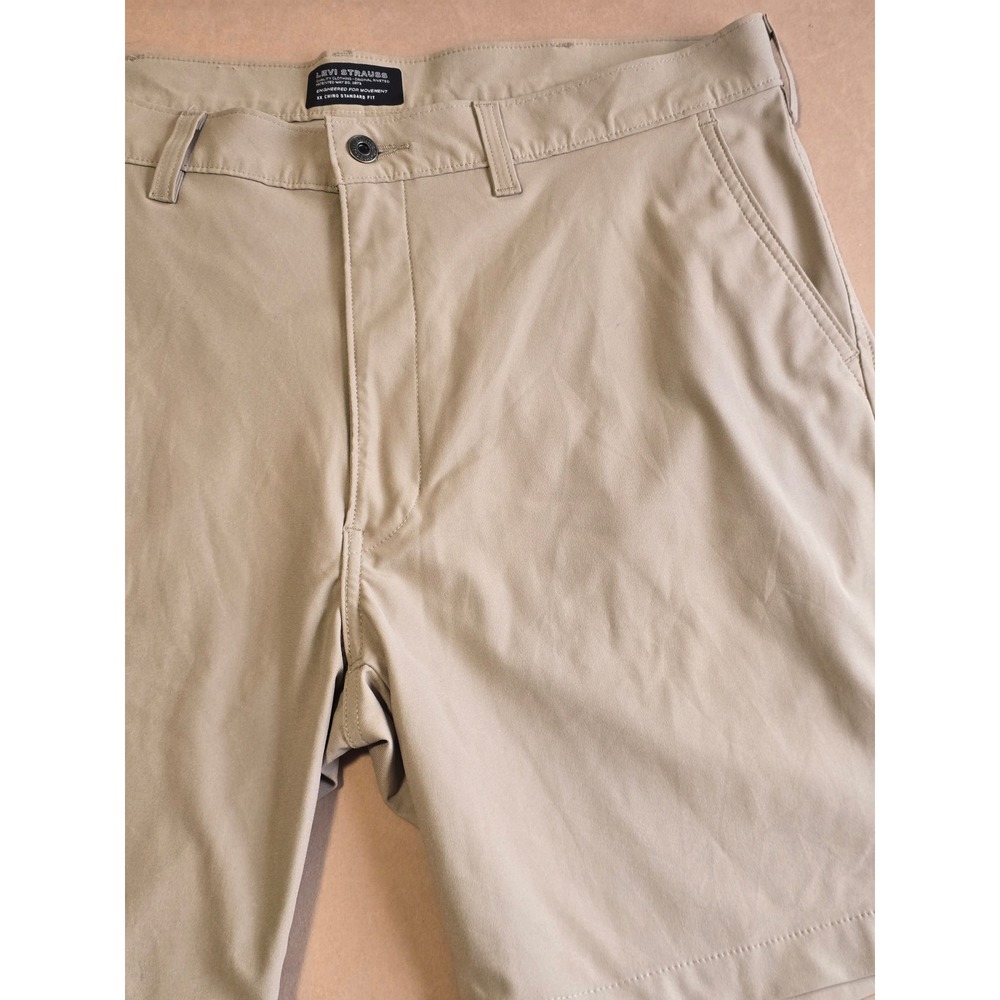😀Levi Strauss XX Chino Standard Fit Shorts Mens 38 Tan Khaki Flat Front Stretch - Picture 3 of 16